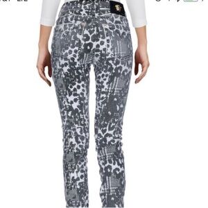 Versace Medusa Jeans B+W animal print skinny jeans.